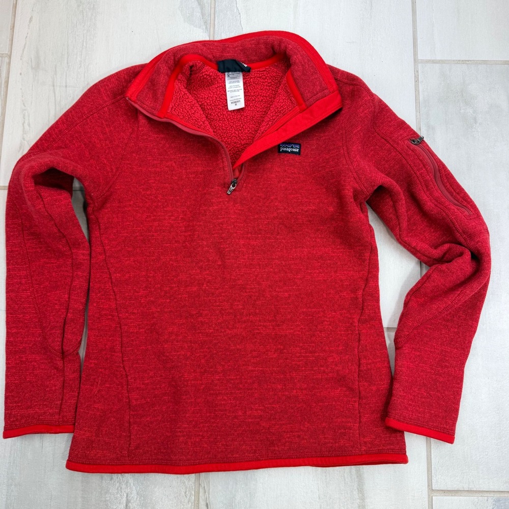 Patagonia Womens Better Sweater 1/4 Zip Fleece Pullover Red 25616 Medium
